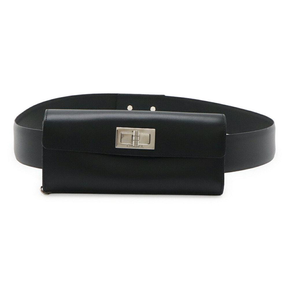 CHANEL Black Leather Clutch Bag